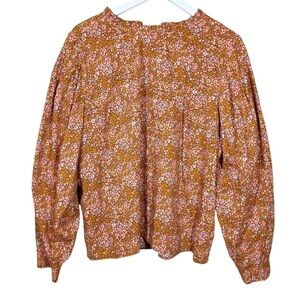 Universal Thread Target Ditsy Floral Ruffle High Neck Autumnal Orange Shirt XXL